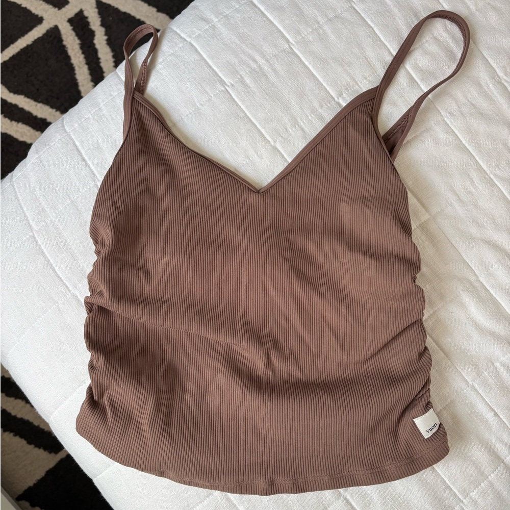 Vuori tank top with scrunched sides and low back